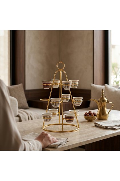 سكوالو شيالة فناجين بشكل جرس 12 خانة للضيافة - فضي
