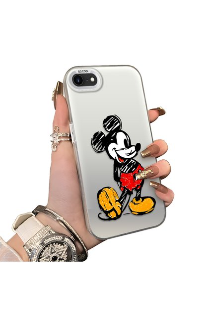 iPhone Se 2020 Compatible Silicone Edge Hard Back Case Mickey Pattern Loving Couple Phone Case