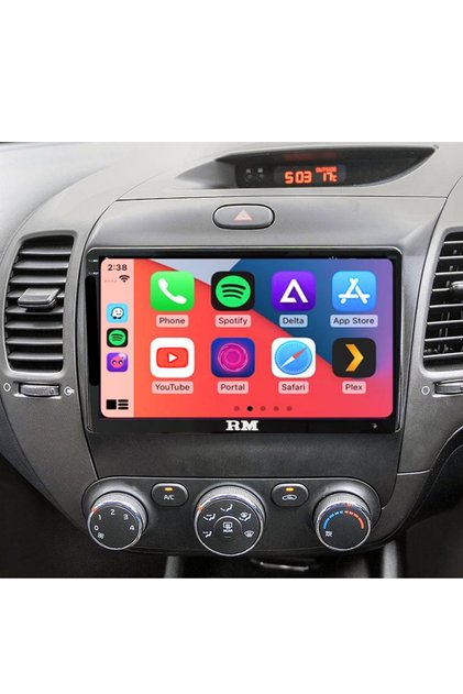 شاشة أندرويد من Roadmaster لسيارة كيا سيراتو موديل 2013-2017 مع إطار جديد، تدعم كار بلاي لاسلكي وأندرويد أوتو، وكاميرا خلفية مدمجة بتقنية AHD.