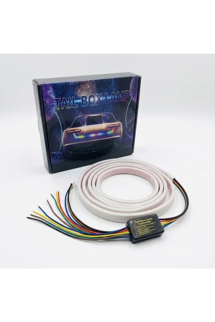 Bandă LED flexibilă pentru portbagaj, iluminare dinamică 5-în-1, semnalizare secvențială, frână, marșarier, rezistență la apă IP67, 12V, 1.2m, 36 LED-uri