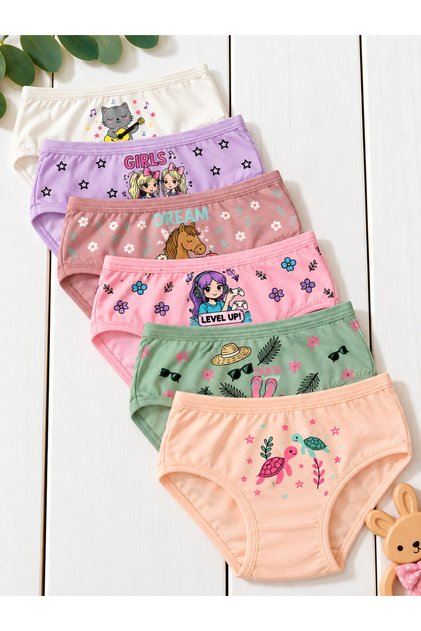 100% Cotton Girls' Panties 6-Pack / Briefs / Underwear