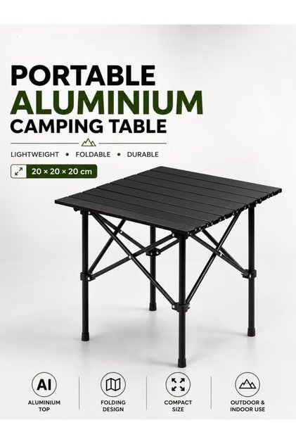 Portable Folding Camping Table, Waterproof Aluminum Top, 30kg Load, Compact Outdoor Picnic Table