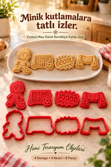 Football Cookie Mold and Stamp Set Match Day Football Player Goal Fan Scarf