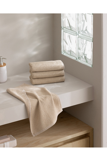 Neo Set of 4 100% Cotton Hand Towels - Beige