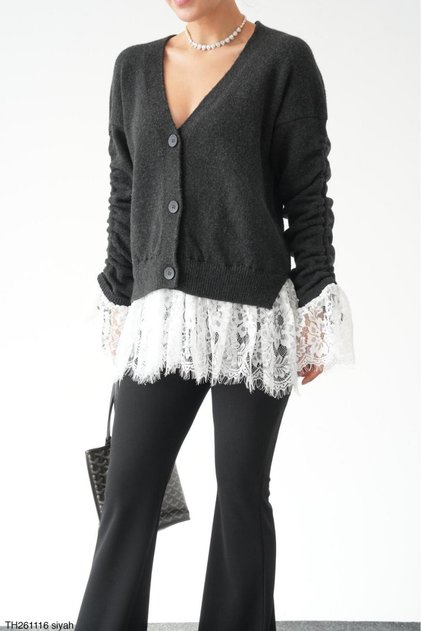 Premium Soft Cardigan with Lace Detail on the Sleeves