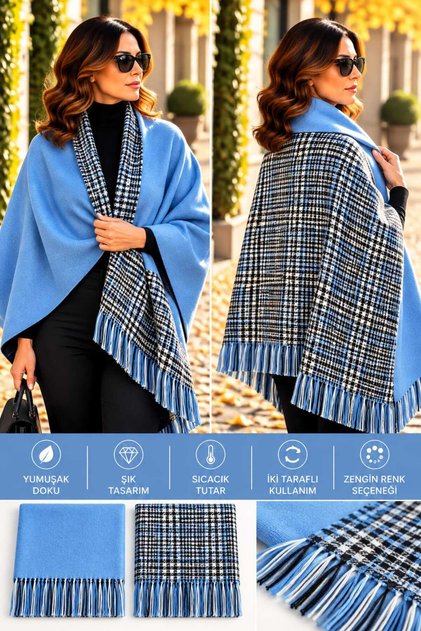 Double-Sided Plaid Women's Shoulder Shawl