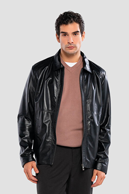 Men's Genuine Leather Black Leather Coat