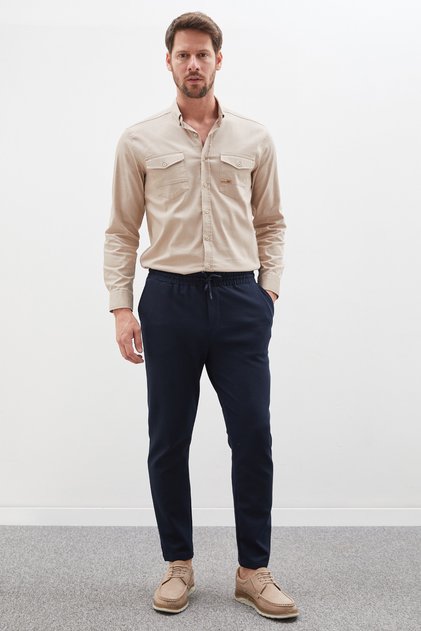 Jacquard Tie-Waist Regular Trousers