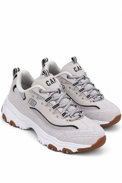 Women's Gray Thick Sole Sneaker Lace-Up Chunky Sports Shoes