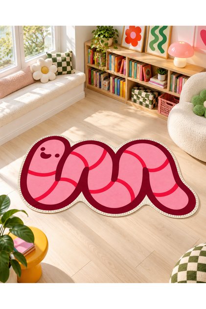 Auraplus Cute Worm Pattern Modern Woven Base Decorative Carpet Auraplus122