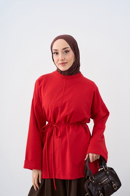 Women's Front Grass Detail Sweatshirt Red