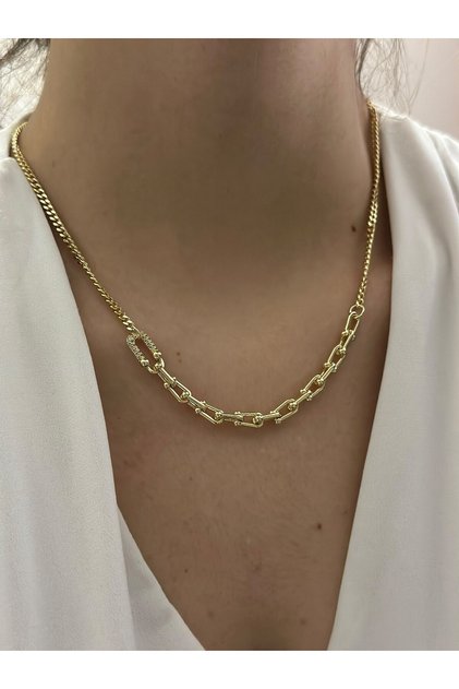 Interlocking Detail Steel Necklace