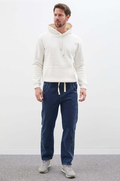 Ribbed Mom Jean with Tie Waist