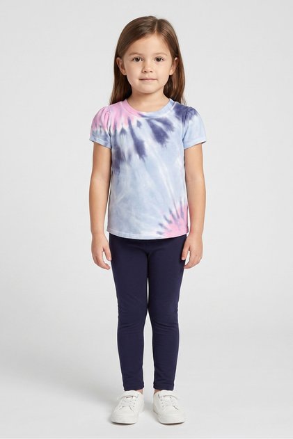 Kids Girl 2 Pieces Tie Dye Print Top And Leggings Set, Multicolor