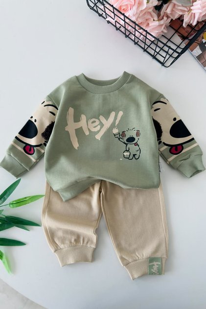 Dog Printed Baby Boy Set of 2 - Green