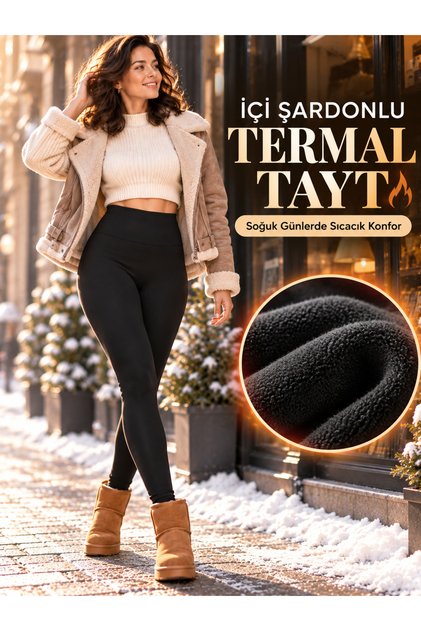 Women's Inner Lined Tights Winter Thick Thermal High Waist Body-Hugging Flexible Warm Tights