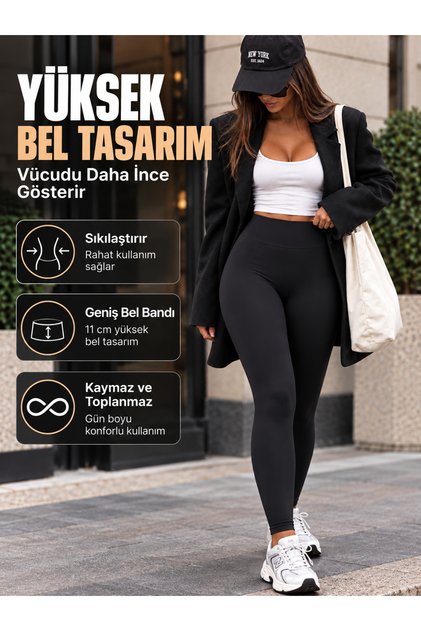 Women's High Waist Black Leggings, Body-Hugging, Stretchy Fabric, Daily Use, Comfortable Leggings, Copy