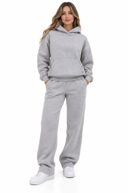 Unprinted Top and Bottom Tracksuit Set Oversize Hooded