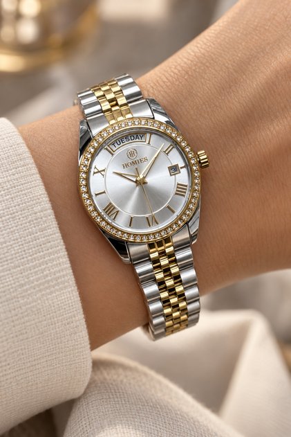 Women's Rhinestone Steel Cord Wrist Watch