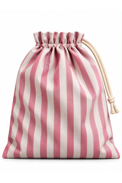 Striped Satin Pouch 20 X 25 cm Pink Gift Pouch Organizer