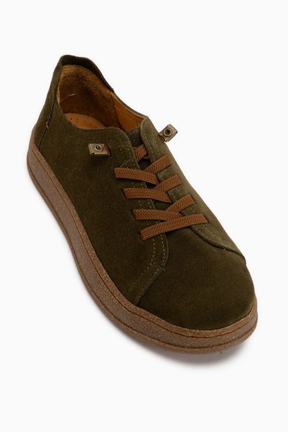 Judi Genuine Leather Khaki Suede Comfortable Sole Women's Sneakers