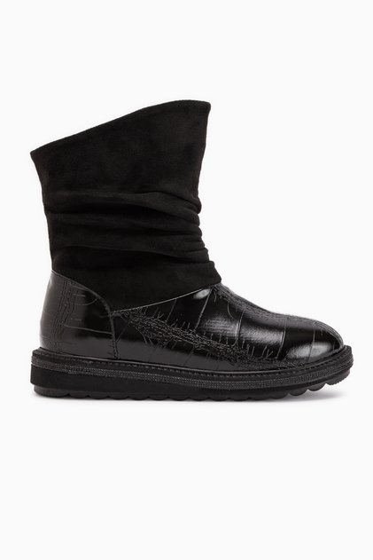 Farida Black Stone Detailed Bellows Women's Boots