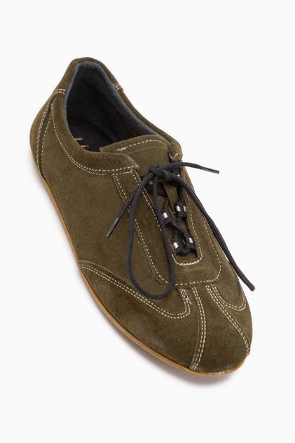 Berry Genuine Leather Khaki Suede Lace-Up Casual Women's Shoes