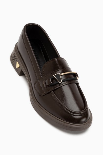 Emilia Brown Buckle Women's Loafer Casual Shoes