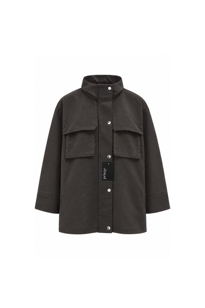 Zippered Snap Jacket Brown