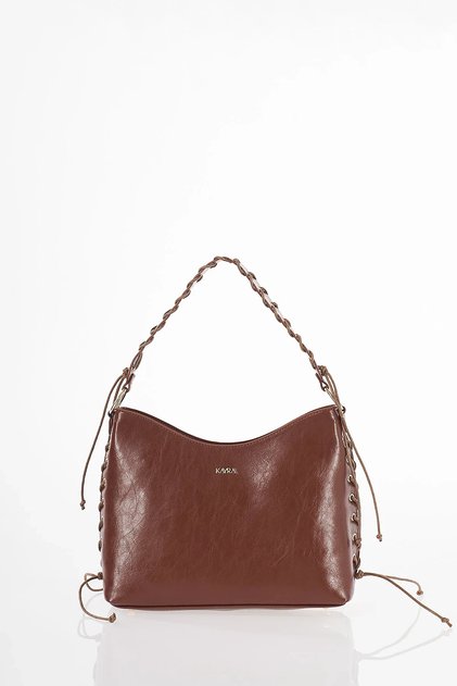 Knitted Detailed Shoulder Bag Dark Brown
