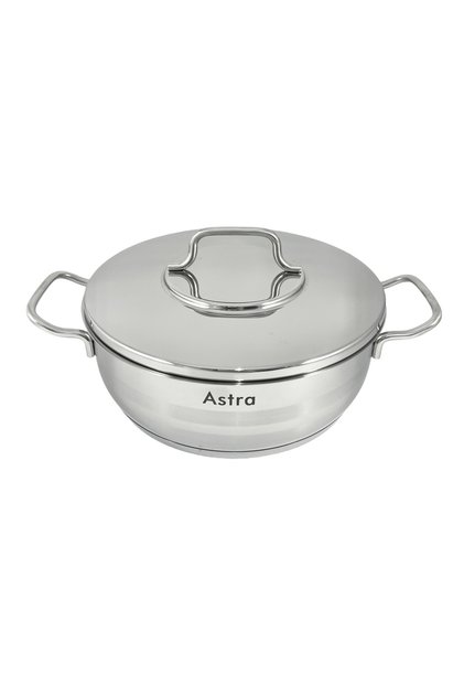 Low Casserole, 6.8 Liter Capacity, 28 x 11 cm, 18/10 Cr-Ni Stainless Steel, Silver