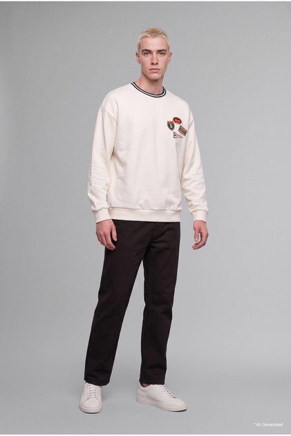 Boxy Fit Crew Neck Arma Printed Sweatshirt H9860Ax26Wn