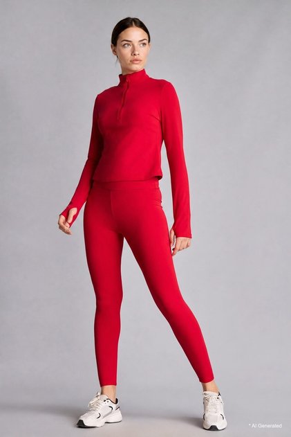 Warmtech Warmtech Recovery High Waist Soft Fleece Inside Waist Hugging Basic Sports Leggings W8206Az26