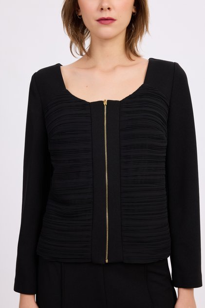 Drape detaylı fermuarlı bluz