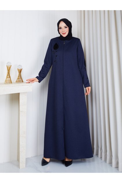 Medium Thickness, Unlined, Stylish Quality Full-Length Winter Seasonal Coat with Embroidery and Stone Details