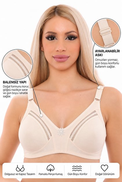 Cotton Combed Cotton Wire Free Supportless Unpadded Non-Padded Non-Cupped Gathering Minimizer Bra Sb1007