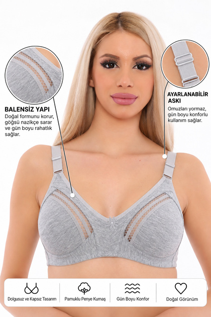 Cotton Combed Cotton Wire Free Supportless Unpadded Non-Padded Non-Cupped Gathering Minimizer Bra Sb1007