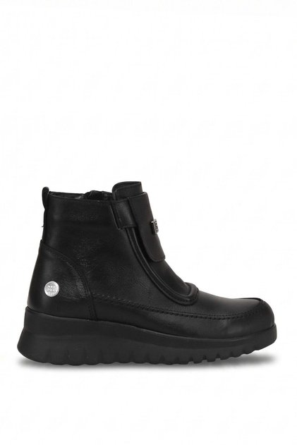 D26Kb-8795 Women's Genuine Leather Flat Boots Black
