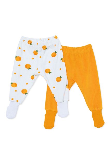 HelloBaby Kız Bebek 2li Pantolon Meyve Baskılı Çoraplı