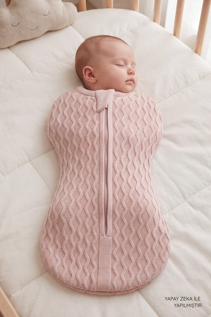 Knitwear Baby Swaddle Sleeping Bag - Hair Knitted Zippered Newborn Swaddle