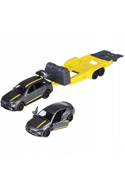 SET 2 VEHICULE MAȘINI MERCEDES AMG MAȘINĂ DE REMORCAT CU REMORCĂ GLC + CLE