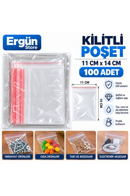 Malzeme Poşeti , Gıda Poşeti , Kilitli Poşet 6x7 , 7x9 , 11x14 Seçtiğiniz Ölçüye Göre 100 Adet Gönderilir