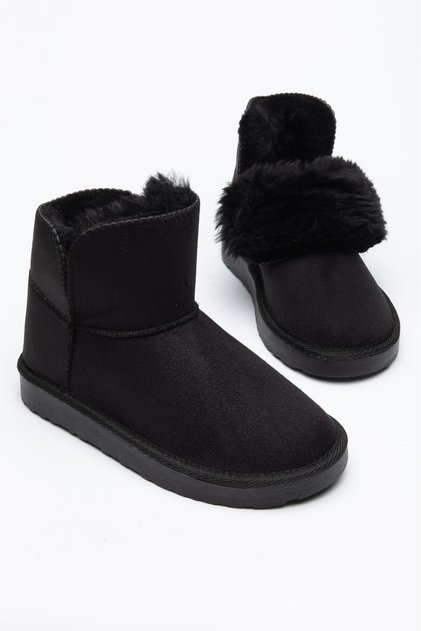 Aspen Women's Black Suede Boots with Thick Fur Lining