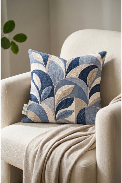Blues Modern Abstract Patterned Digital Printed Square Throw Pillow Cover 43 X 43 cm Double Sided Throw Pillow Cover 1 Pc