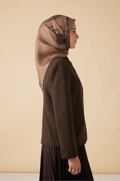 FERYA MULBERRY İPEK EŞARP 90*90 CM - CAMEL 1815