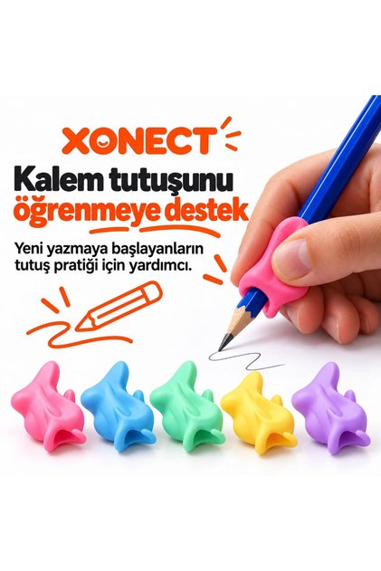 Silicone Pen Grip Device 5 Pieces in Different Colors – Helps Learn How to Hold a Pen