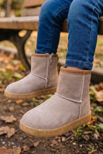 Girls & Boys Winter Thick Sole Warm Zippered Suede Boots