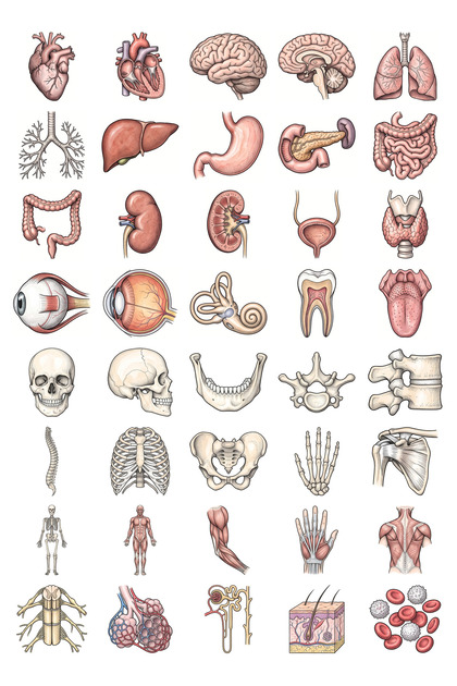 Anatomy Sticker Set Ink Drawing 40 Pieces Organ Skeleton Medical Student Agenda Sticker