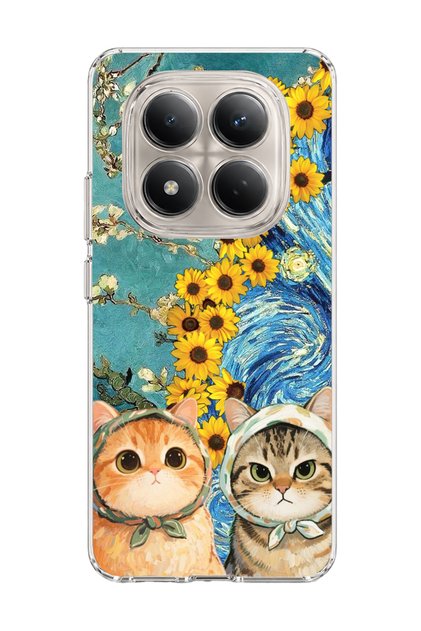Redmi Note 15 Pro 4g / 5g Compatible Starry Night Two Cats Printed Transparent Phone Case