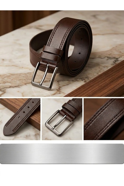 100% Genuine Leather Stitched Bison Leather Belt